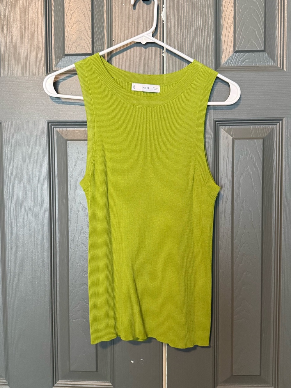Mango Lime Green Ribbed Sleeveless Tank